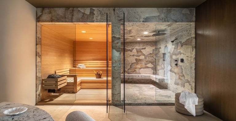 a luxury home spa with sauna and steam room