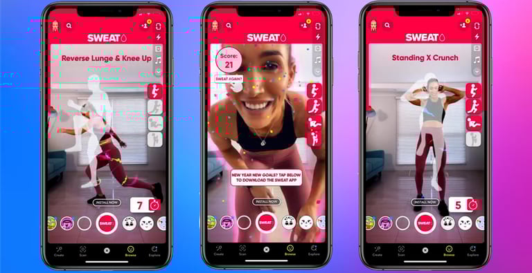 three iphones showing the different styles of the app