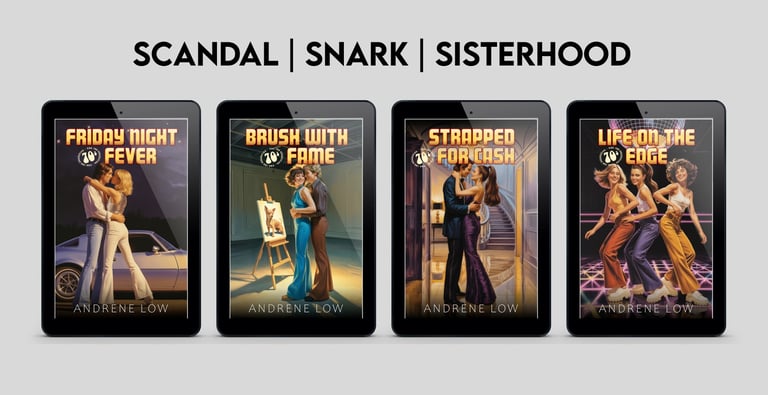 Covers of four books in the Seventies Collective - Retro romantic comedies