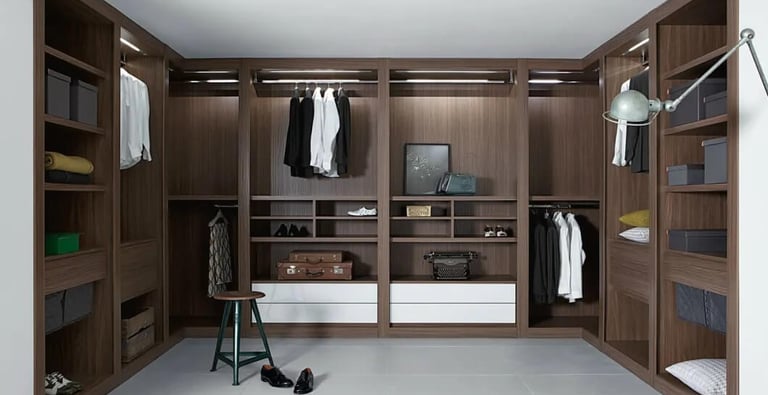 custom wood walk in wardrobe