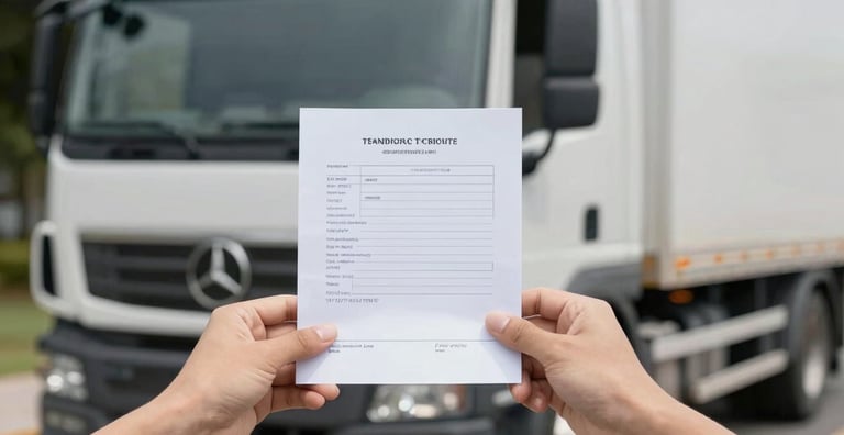 Team members from Global Solutions Transportes discussing logistics plans over a map.