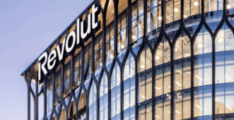 a large building with a sign that says Revolut