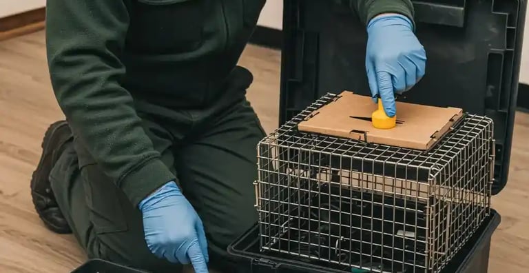 Rat control expert in Spalding showing equipment that will be used