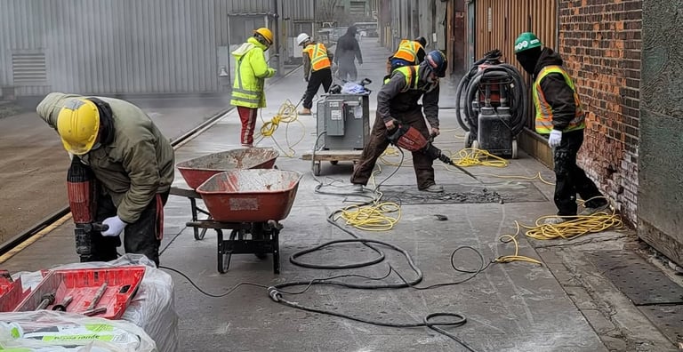 a group of men working on a construction site