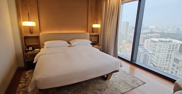 Andaz Singapore King City View room interior with king bed
