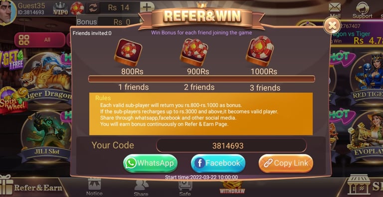 refer and win 3card new game