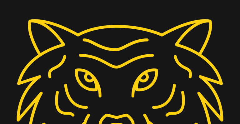 la cabeza d eun tigre amarillo sobre fondo negro