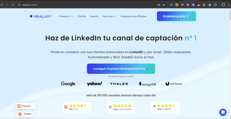 Convierta LinkedIn en su canal de captación nº1 con Waalaxy. Prospección y captación automatizadas