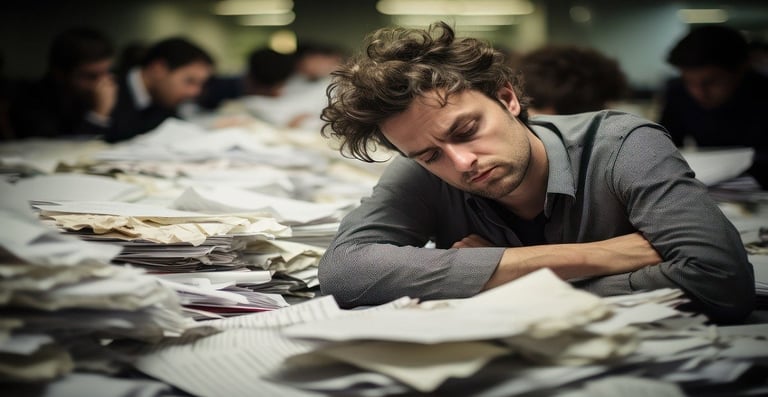 Man between the papers