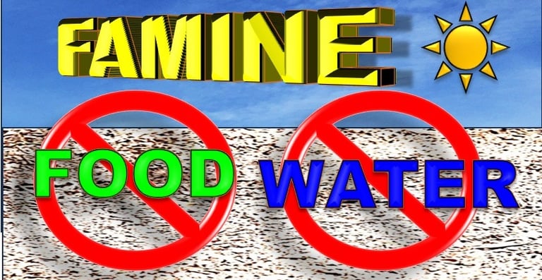 Famine means no food or water. Designed by Debbie Dunn using PowerPoint & Paint