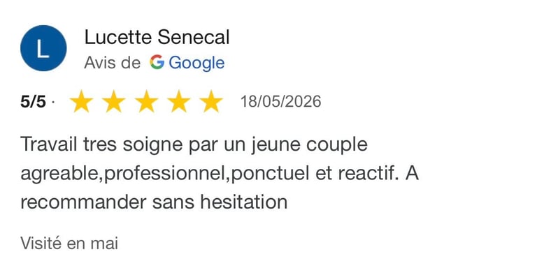 Avis google 5 étoiles clients m&m services pro nettoyage et vitres rouen 
