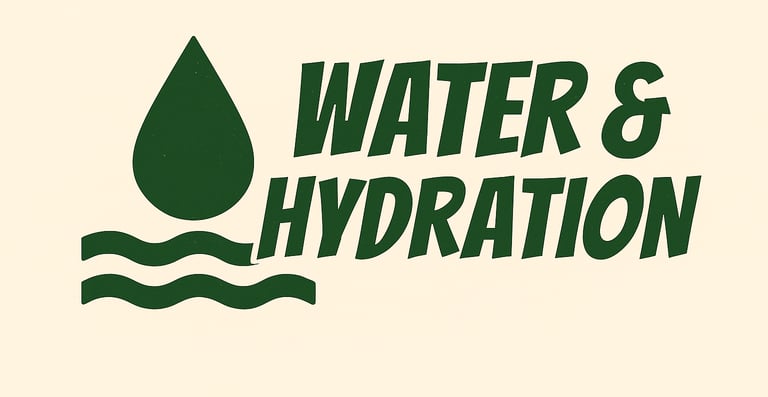 Water and Hydration header image showing water drop and waves, emphasizing safe drinking water and purification in the wild