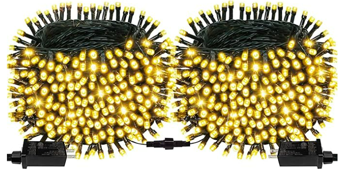 2 pcs rolls of Christmas lights in yellow shade