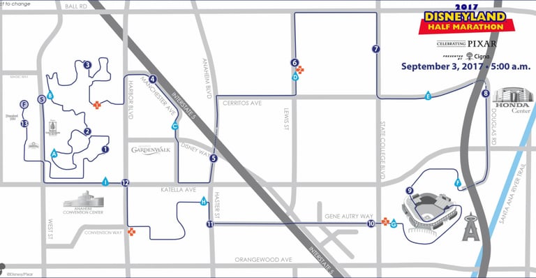 2017 runDisney Disneyland Half Marathon Weekend Half Marathon Course Map