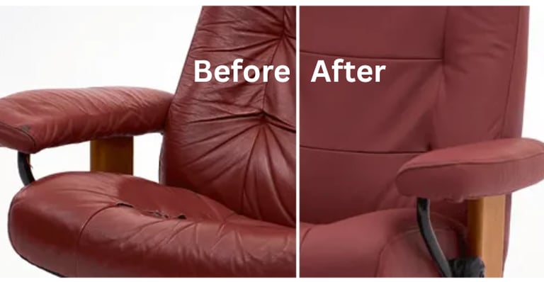 red office chair before after upholstery 
