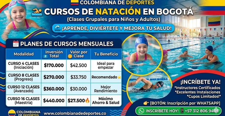 Cursos de natación , tarifas