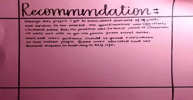 Recommendation Page in economics page