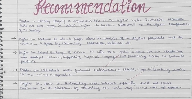 Recommendation Page in economics project