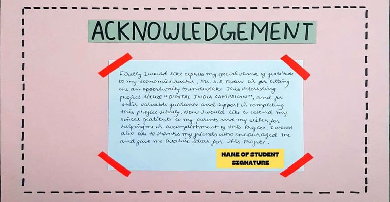 Acknowledgement page on digital india project 