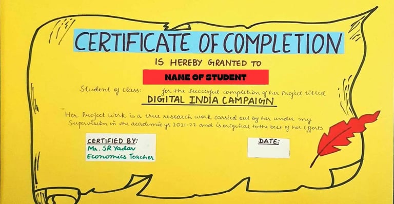 Certificate page of economics project on digital india