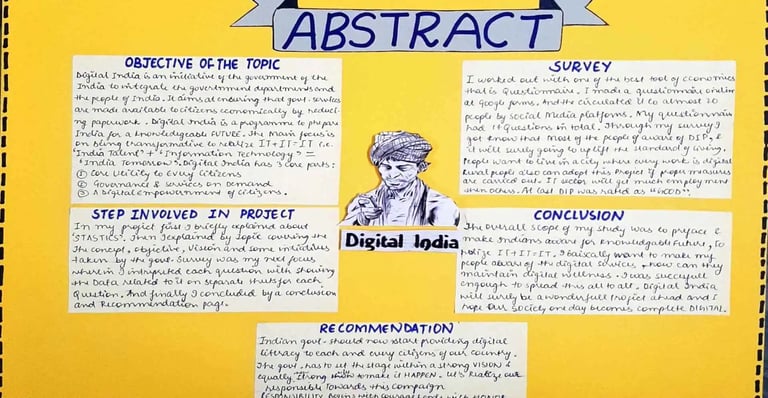 Abstract page of Economics project on digital india