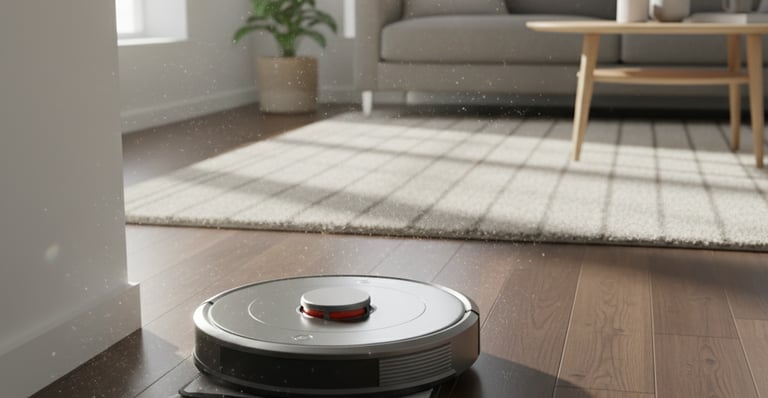 robot aspirador limpiando 