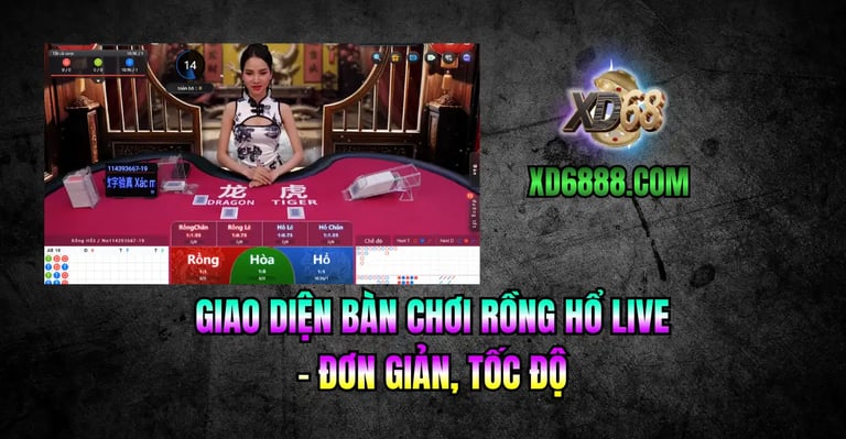 Giao diện bàn chơi hướng dẫn cách chơi rồng hổ xd68 online