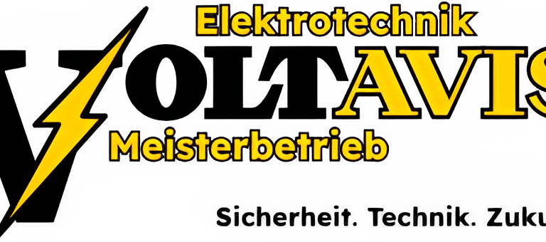 VOLTavis Elektrotechnik Meisterbetrieb Elektro Elektriker Logo V Blitz Transparent