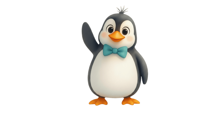 Pip the penguin waving