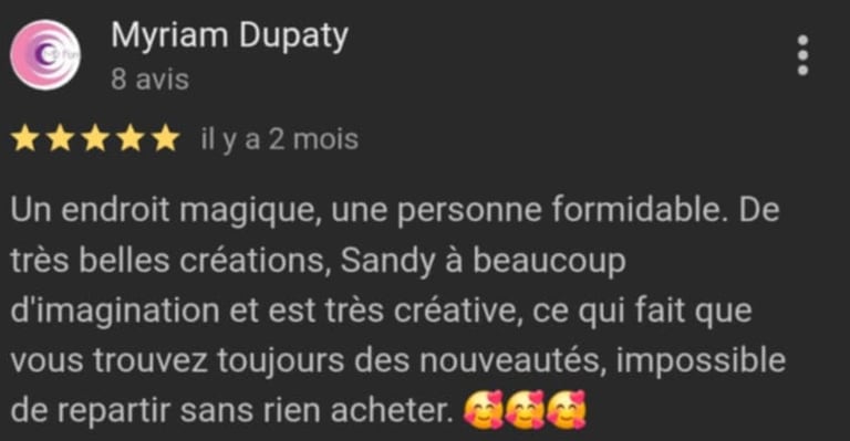 Avis client Sandycréabois