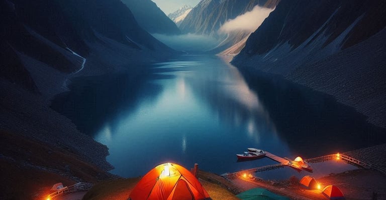 Camping at night at saif ul malook lake