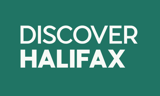 A green background with the logo for the Discover Halifax website
