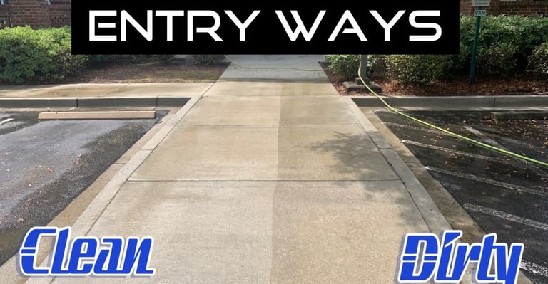 before and after photo of pressure washing in Springboro, Ohio