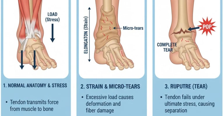 🦶 Achilles Tendon Stress, Strain & Rupture Mechanics