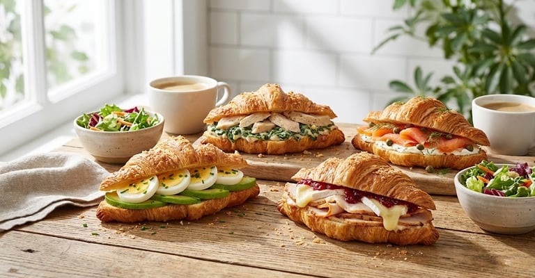 Best croissant sandwich combinations with egg, turkey, chicken, and salmon on fresh croissant bread