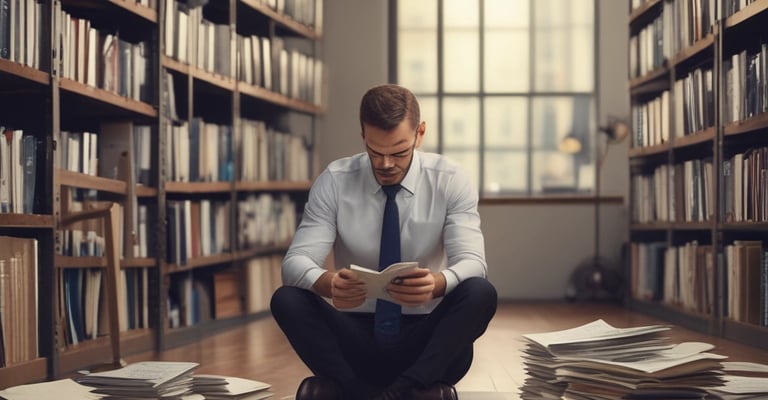 A professional reviewing financial documents with a calculator and laptop on the desk.