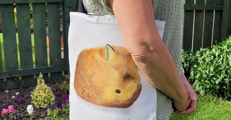 Fox art canvas tote bag