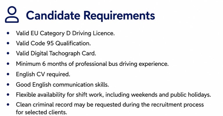 Bus Driver Jobs Netherlands – Candidate Requirements