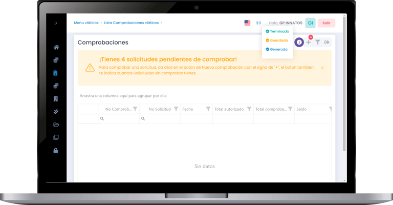 punto de venta administrador viaticos