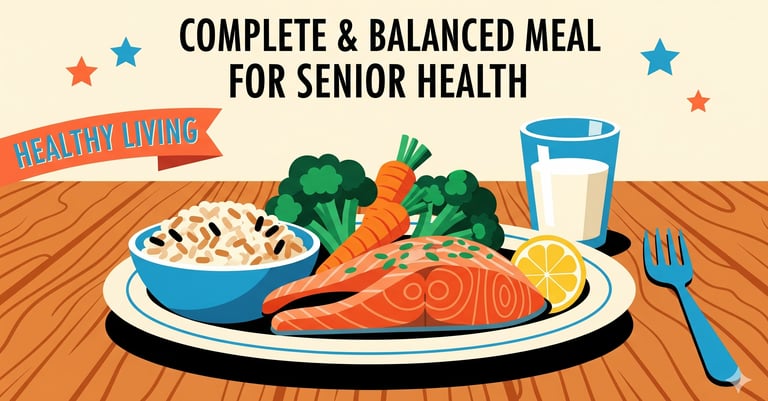 A vibrant and appetizing close-up of a perfectly balanced meal on a plate. The plate is arranged wit