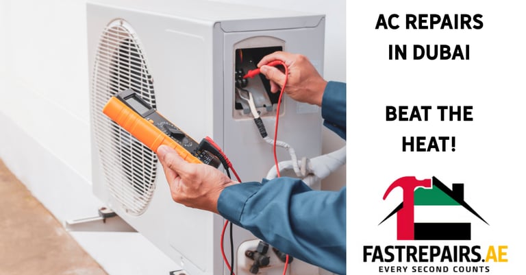 a man in a blue shirt is holding a tool in his hand and a heat