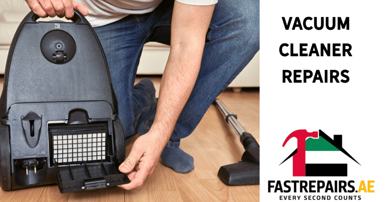 a man cleaning a vacuum cleaner with a vacuum cleaner