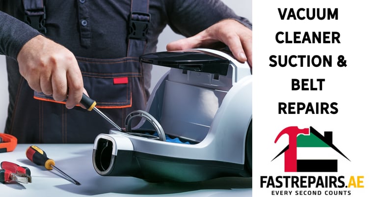 a man in a black shirt and a white shirt with a vacuum cleaner and a