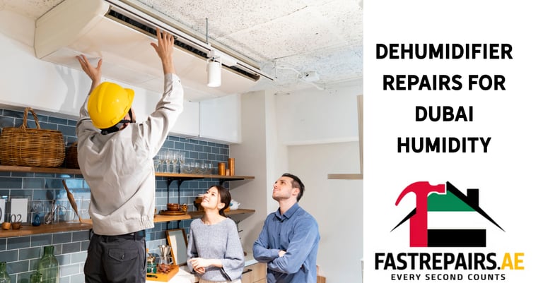 a man and woman in a kitchen with a yellow helmet on
