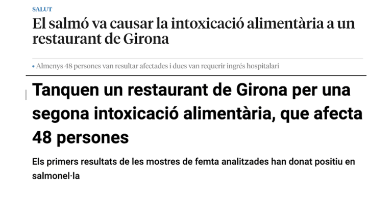 Intoxicació alimentarària a Girona