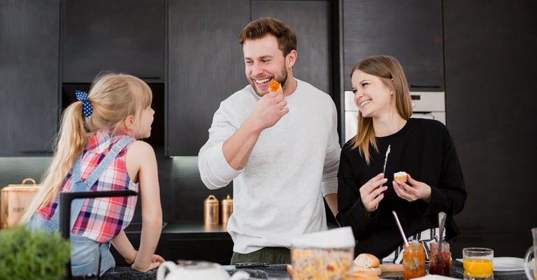Happy family enjoys organic Iranian cherry jam at breakfast – best Persian jam for healthy mornings
