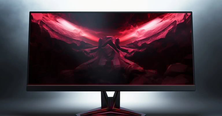 Monitor gaming con fondo gris