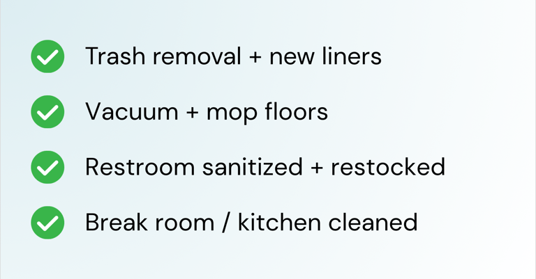description of cleaning services included