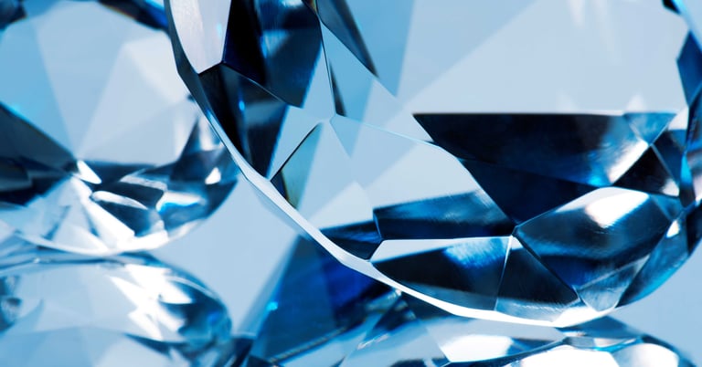 a close up of a blue crystal crystal glass sculpture