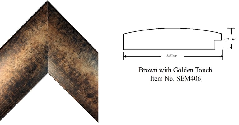 Brown with Golden Touch Picture Frame Item No. SEM406